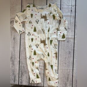 Old Navy Christmas Winter One Piece Sleeper Outfit Baby Toddler Girls 12-18 Mo